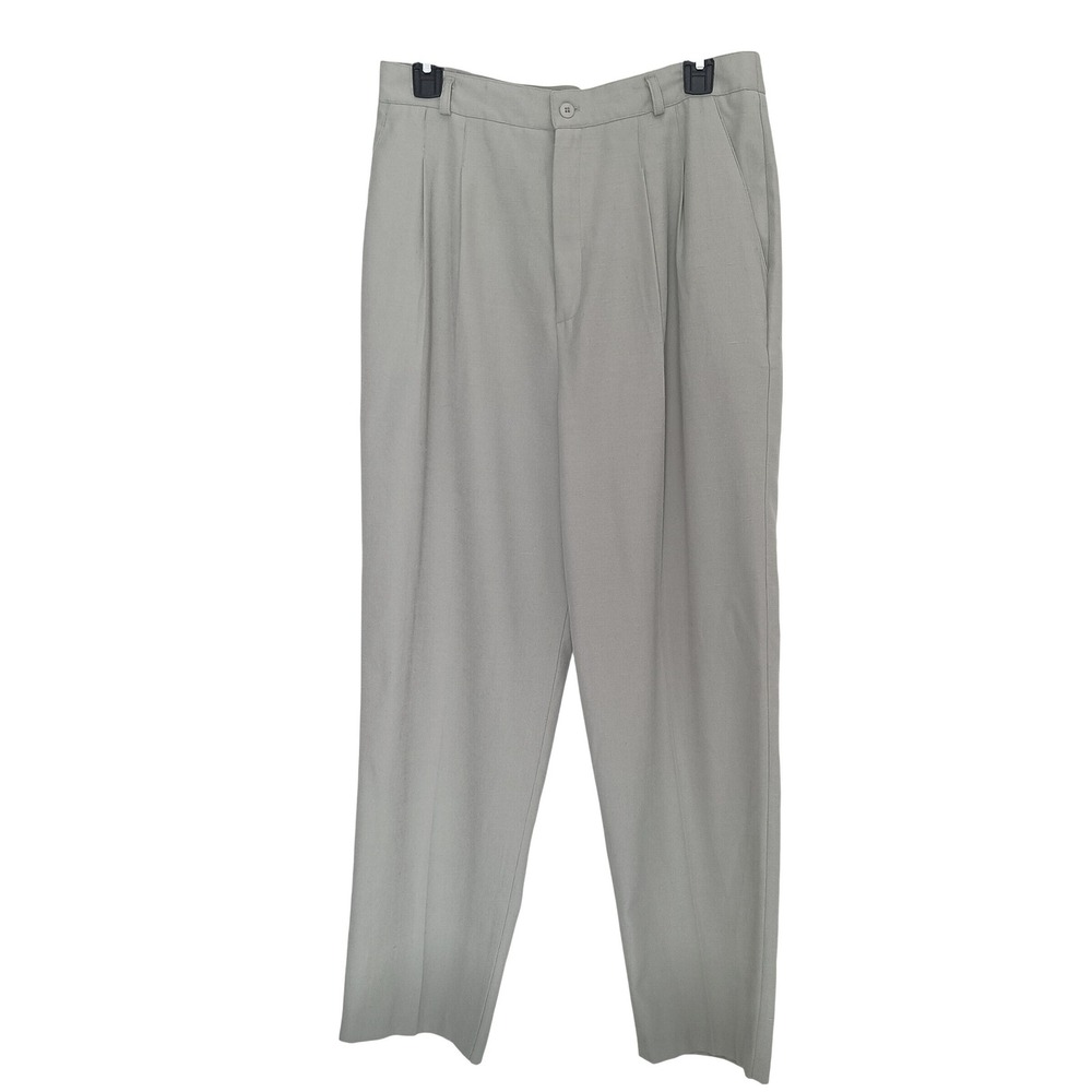 Joan Walters Dress Pants Womens 14P Sage Green Pleated High Rise Tapered USA